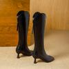 High-heeled boots boots women's 2025 new pointed-toed thin-heeled brown boots v-mouth but knee-high knight boots