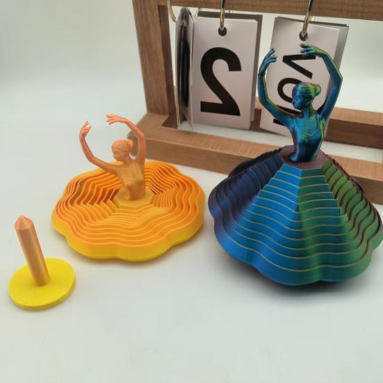 3D-gedruckter drehender Ballerina Fidget Toy Ballettänzer Erweitertes sensorisches Spielzeug Wirbelnde Spirale Stressabbau Schreibtischspielzeug für Erwachsene