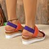 Fashion Fashion Mix Color Wedges Sandals Women Light Fabric Platform Sandals Woman Summer Plus Size 43 Thick Sole Non-Slip Sandalias