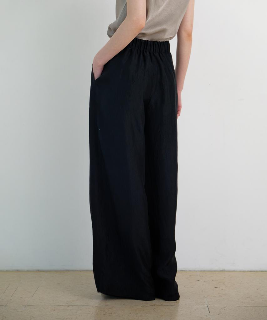 Biyul Wrinkle Half Banding Wide Slacks