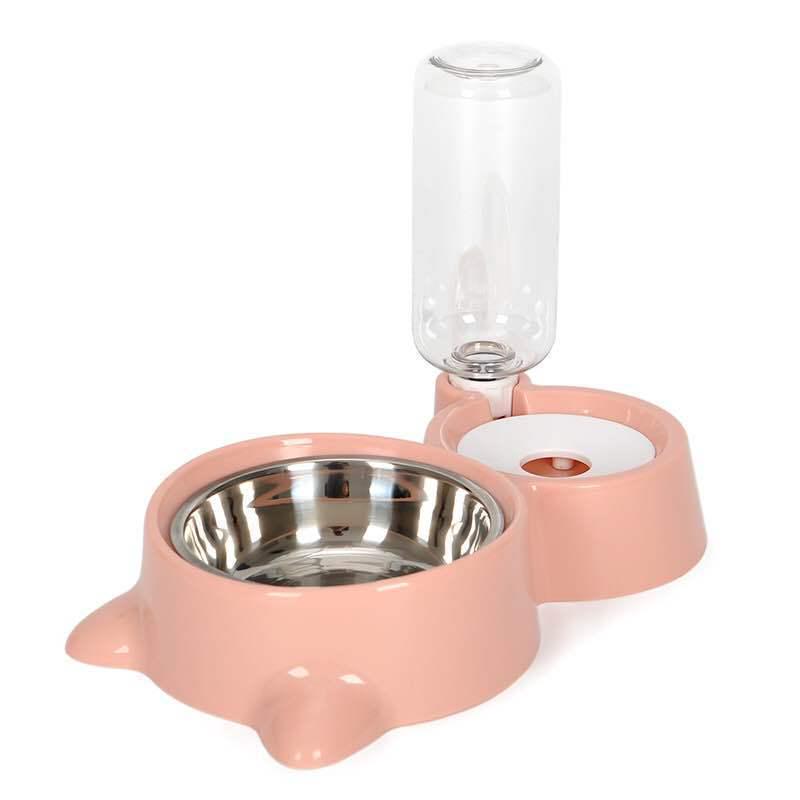 Anti-Spill Pet Food & Water Bowl Set for Cats & Dogs - Automatic Drinking Bowl Included