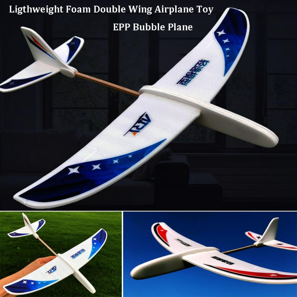 Pp Foam Double Wing Airplane Toy Ligthweight Popular Glider Hand Throw Plane Toy Redblue Hand Thrown Aircraft For Kids Outdoor