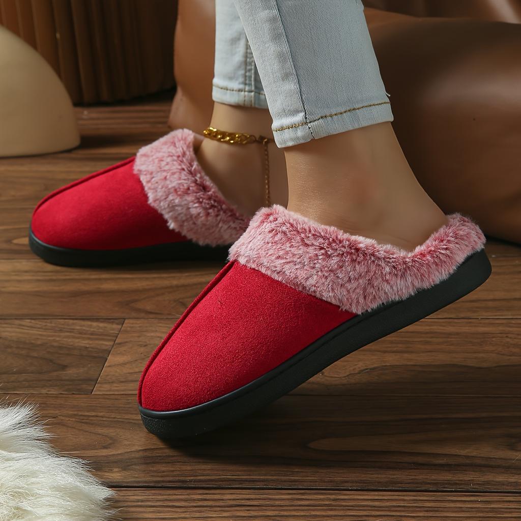 [Plush Slippers] Thick Plush Mid-Strip Minimalist Slippers | Stylish Home Indoor Bedroom Floor Slippers for Men and Women