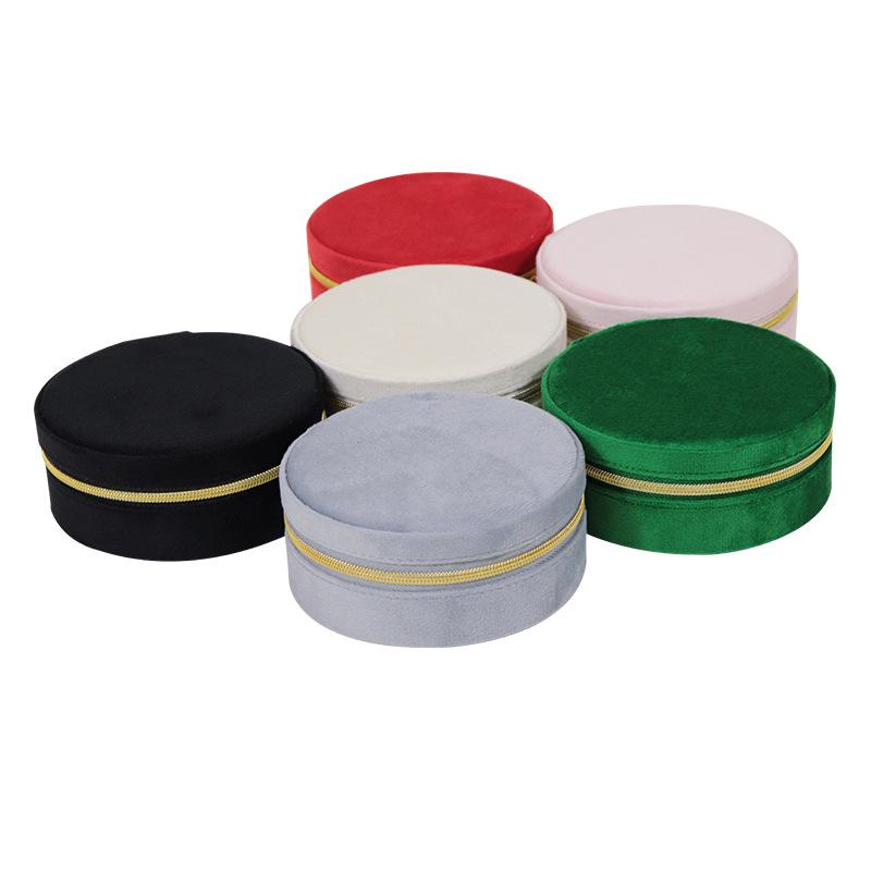 Velvet Round Zipper Jewelry Organizer for Rings, Necklaces & Earrings