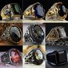 New Copper Material Open Adjustable Ring Black Zircon Personality High  Fashion Luxury Business Suitable for Men Gift