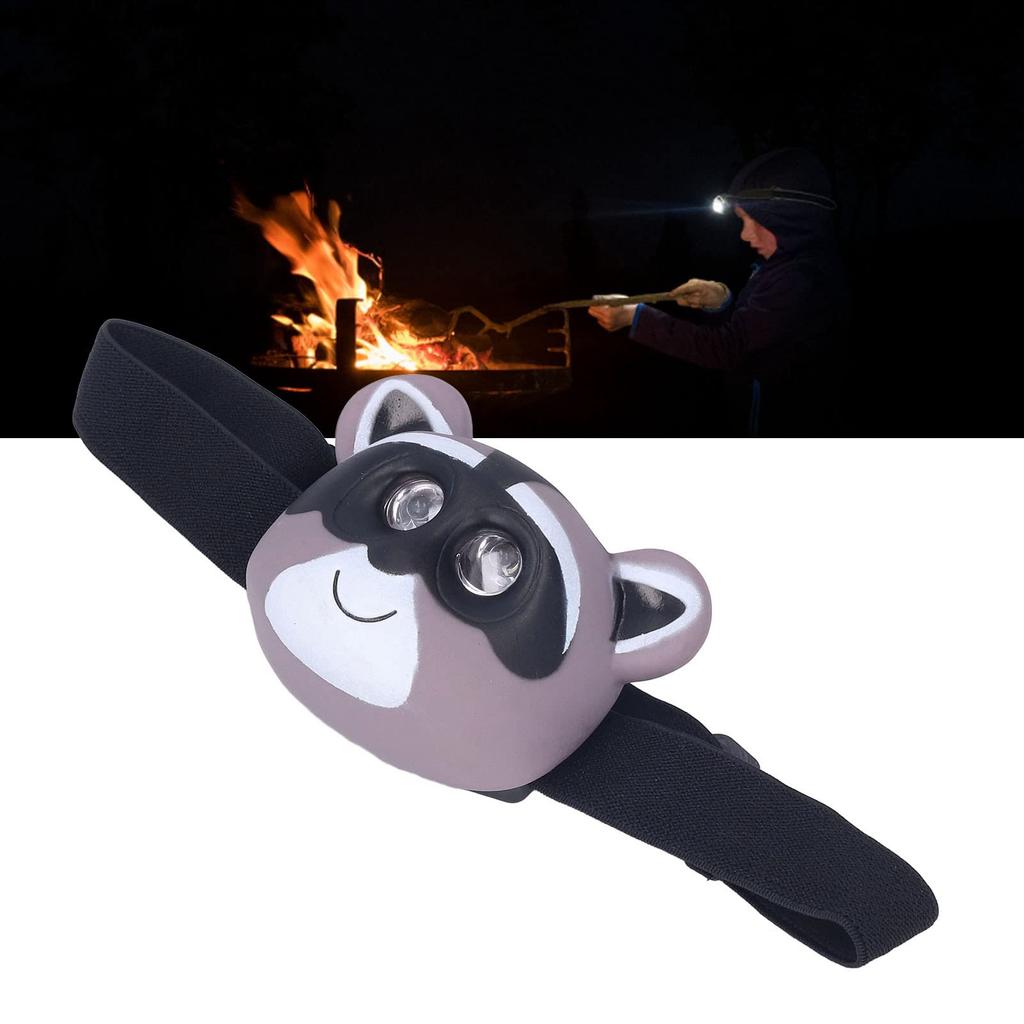 Raccoon LED Headlamp with 2 Lighting Lightweight Plastic Head Flashlight for Kids Modes, Battery-Operated