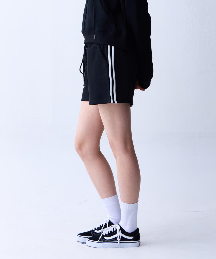 Crush Style Slim Striped Sweat Shorts Black
