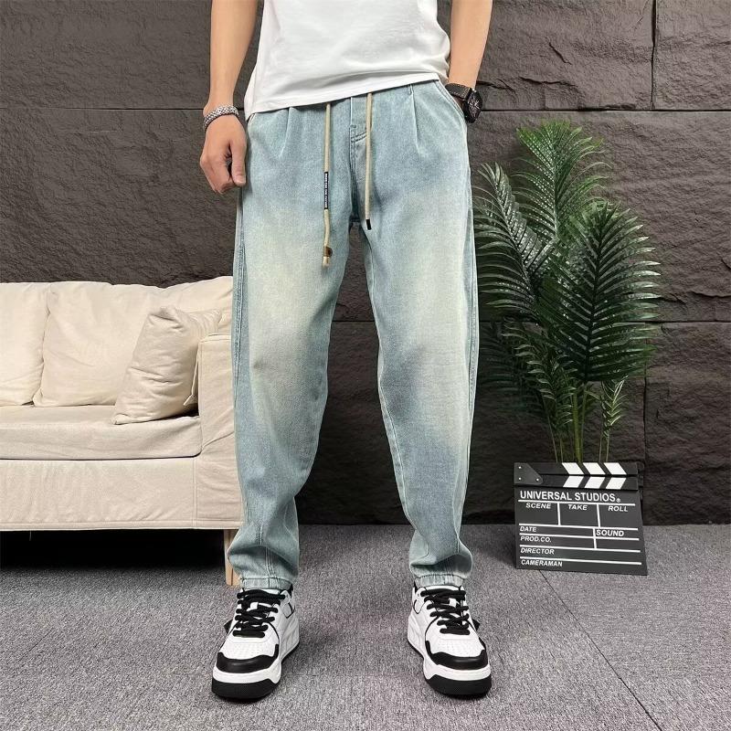 Frühling und Sommer Lässig Rüpel Gutaussehend Gewaschen Retro Hellblaue Jeans Herren Gerade Locker und Vielseitig