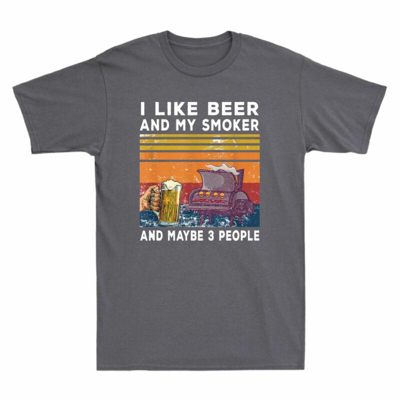 Bier Unisexs Und Und T-Shirt 3 Raucher BBQ Wie Vintage Ich Lustige Leute T-Shirt Mein Vielleicht