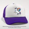 Winged Unicorn Flying Rainbow Pegasus Trucker Hat Pink White Mesh Adjustable Breathable Casual Baseball Cap