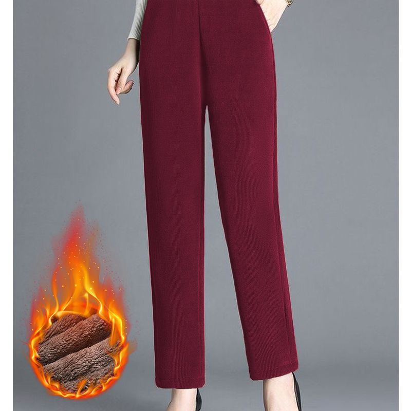 Vintage Manchesterbyxor Förtjockade Byxor Dam Höst Vinter Nya Svarta Mode Långbyxor Hög Midja Lediga Lös Haremsbyxor