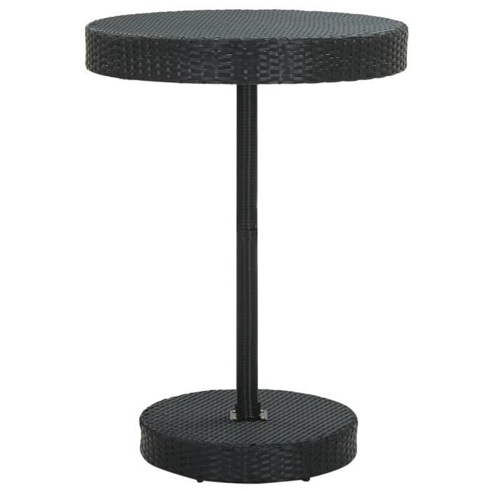 Table de jardin - VIDAXL - 75,5x106 cm - Résine tressée - Acier enduit de poudre - Noir