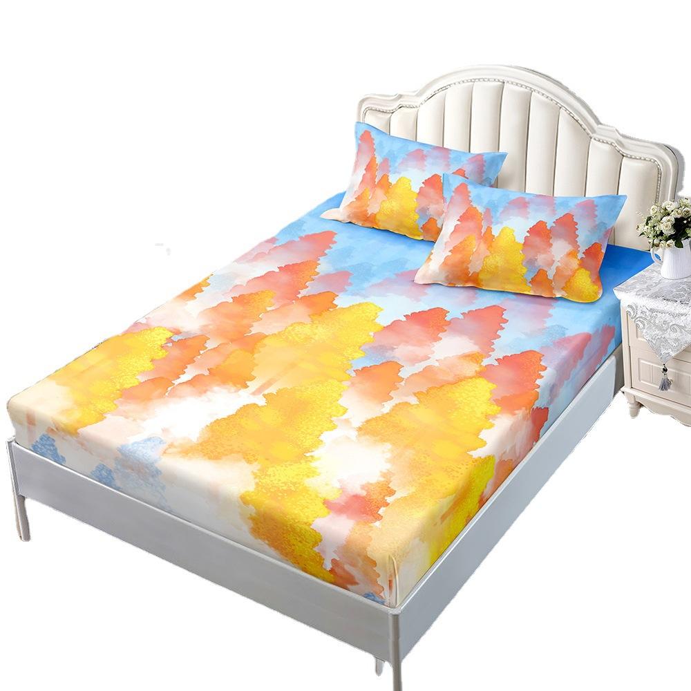 Mattress Three-Piece Illustration Cartoon Bedspread Pillowcase Mattress Protective Cover