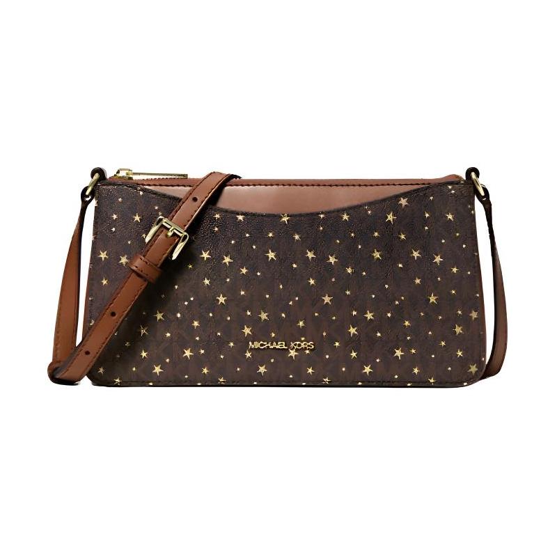 MICHAEL KORS Arden Signature Logo Gold Hardware Artificial Leather Crossbody Shoulder Bag Medium Women s Brown золотой