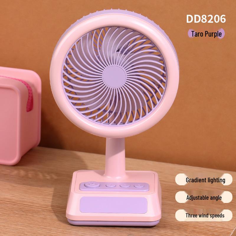

2026 USB Rechargeable Desktop Fan with Light & 3-Speed Adjustment Custom/Wholesale/Cross-border