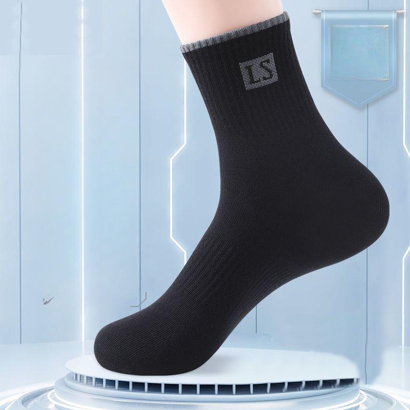 5/10 Paires Chaussettes Homme Haute Qualité Coton Respirant Absorbant la Sueur Chaussettes Mi-Mollet Déodorantes Homme d'Affaires Chaussettes de Sport