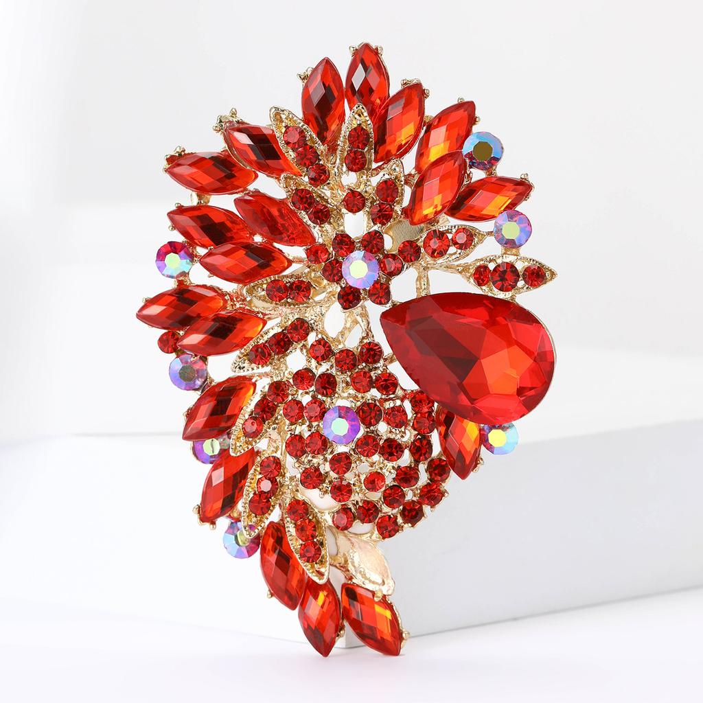 African Exquisite Alloy Full Diamond Large Glass Brooch High-End Fashion Women'S Clothing Corsage Jewelry Pin