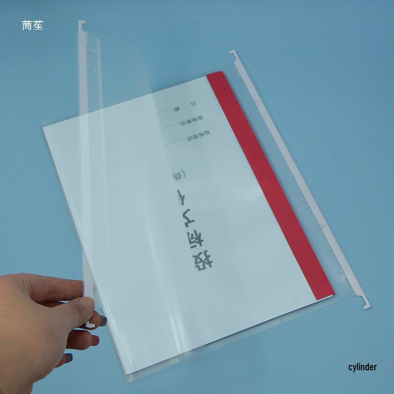 A4 Transparent Plastic Hanging File Folder with Clip Fastener