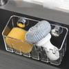 Clear Plastic Sink Organizer Rack with Drainage, Multi-Functional Kitchen Storage Basket, Strong Suction Cup Mount For Sponges and Cleaning Tools