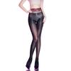 Spitze Hohe Taille Tiefer Schritt Pferdeöl Schwarze Seide Damen Ultra Dünn 5D912 Nadelöl Glänzend Seidig Sexy Offener Schritt Verführung Panty