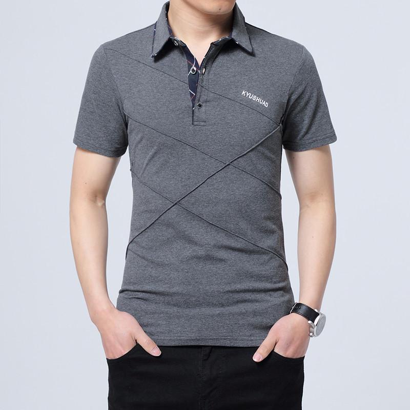 Sommer Lässiges Baumwoll-Polo-T-Shirt Herrenmode Kurzarm Slim Polo Hochwertiges Business-Poloshirt Grau Schwarz