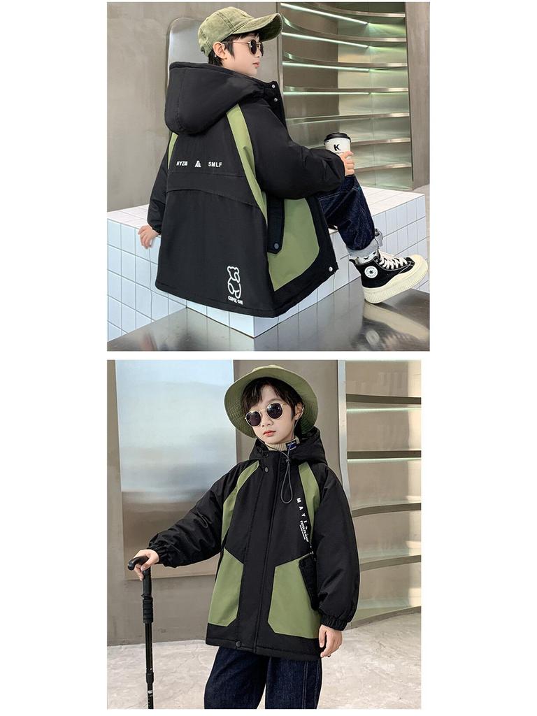 Boys' Trendy Cotton Coat 2025: Velvet-Lined Winter Parka