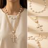 1 Set Stacked Faux Pearl Necklaces Women Vintage Multi Strand Necklace Irregular Faux Pearls Choker Religious Pendant Necklace