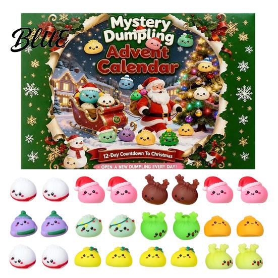 Sensory Relief Gifts for Classmates 2026 Christmas Dumplings Advent Calendar with 24 Mini Bun Squeeze Party Supplies Students Toys Festive Countdown