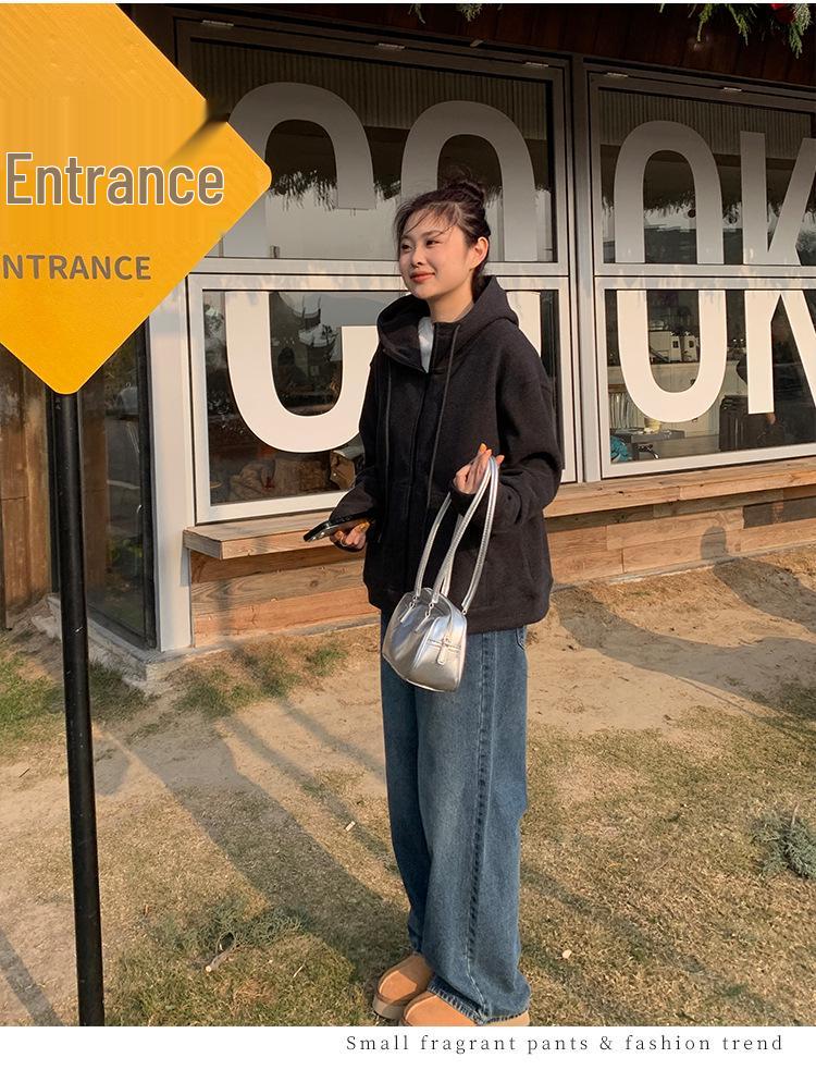 Plus Size Women's Soft Fluffy Korean-Style Hooded Zipper Sweatshirt - Fashionable and Slimming.