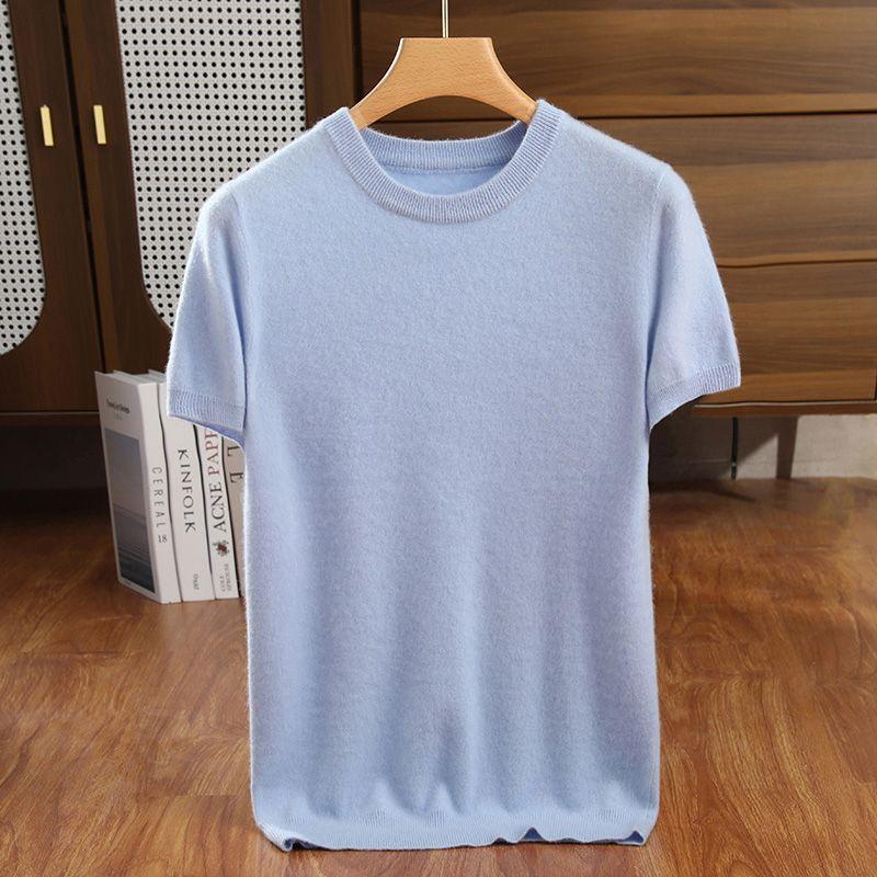 Men's Black Crew Neck Basic T-Shirt Short Sleeve Solid Color Casual Cotton Tee Versatile