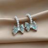 Elegant Blue Zircon Bow Pearl Stud Earrings – High-End, Versatile Fashion for Women