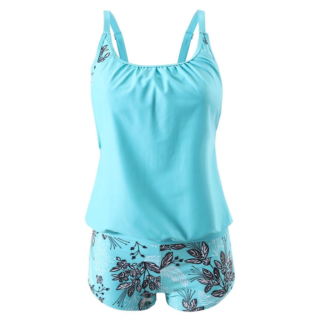 2024 Plus Size Women's Quick-dry Two-Piece Set: European & American Style Bikini with Shorts and Vest