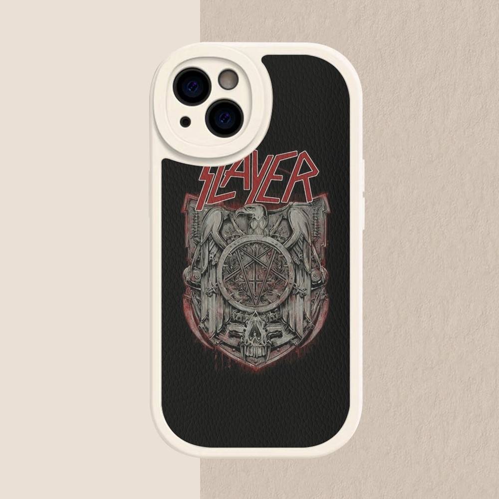 1pc Heavy Metal S-slayer Band Phone Case Hard Leather For IPhone 16 15 14 13 12 Mini 11 14 Pro Max Xs X Xr 7 8 Plus Fundas