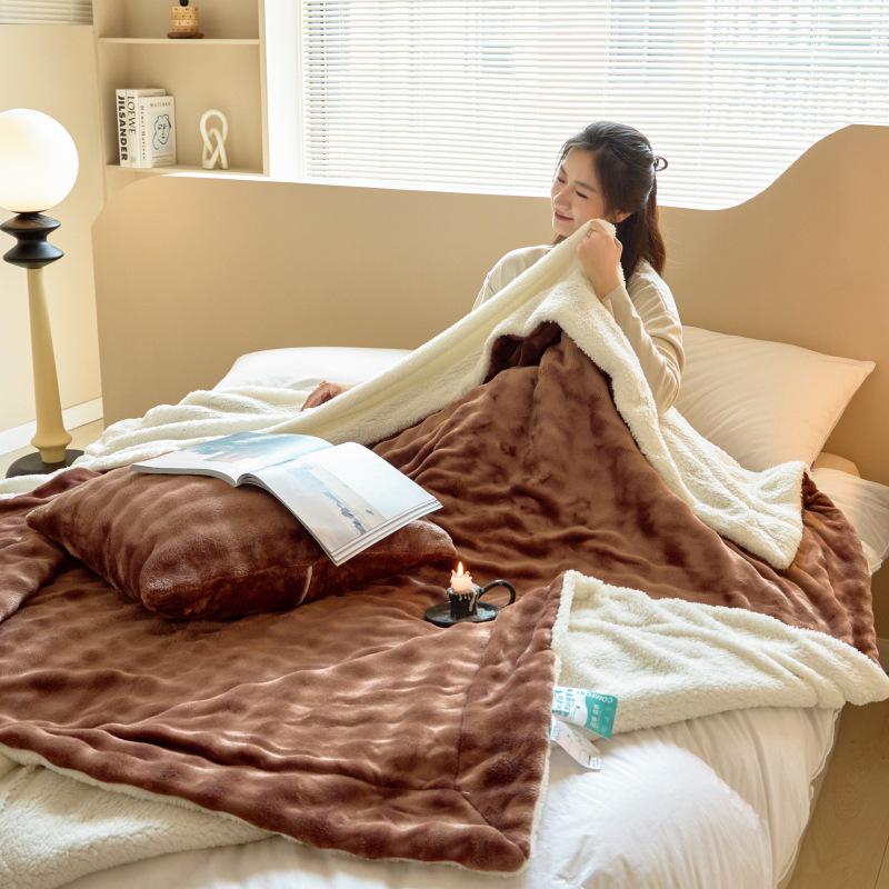 Nuovo Stile Coperta in Velluto con Pelliccia di Coniglio Peluche per Divano o Ufficio