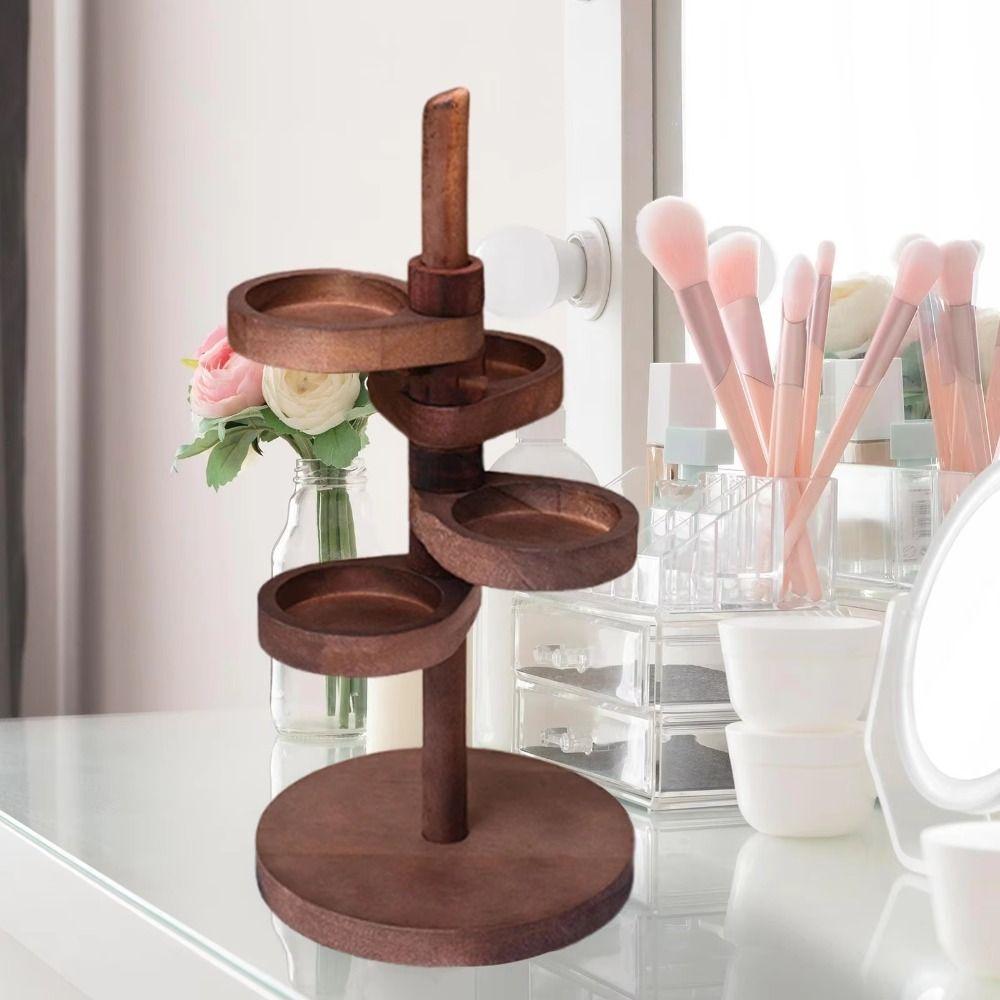 Wooden Jewelry Organizer Rotatable Earring Holder Show Case Key Storage Rack  Entrance Door