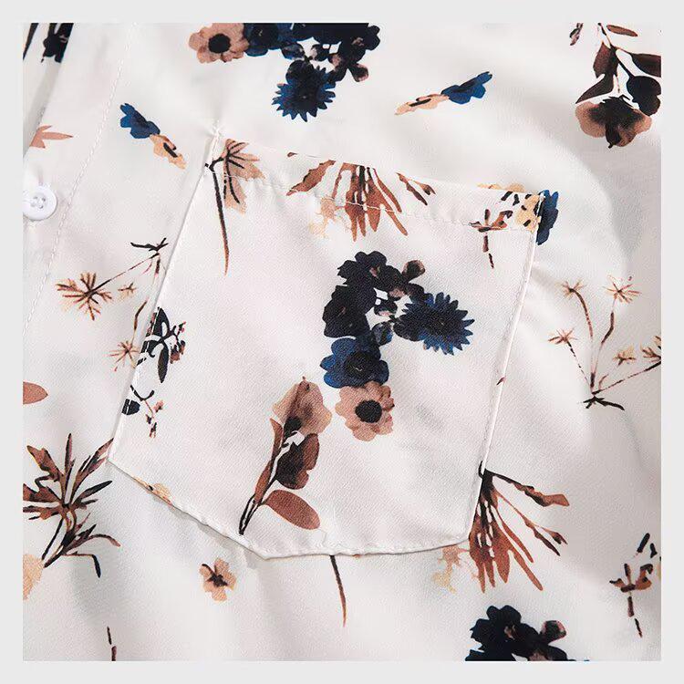 Unisex Hawaii-Blumenprint Locker geschnittenes Kurzarmhemd