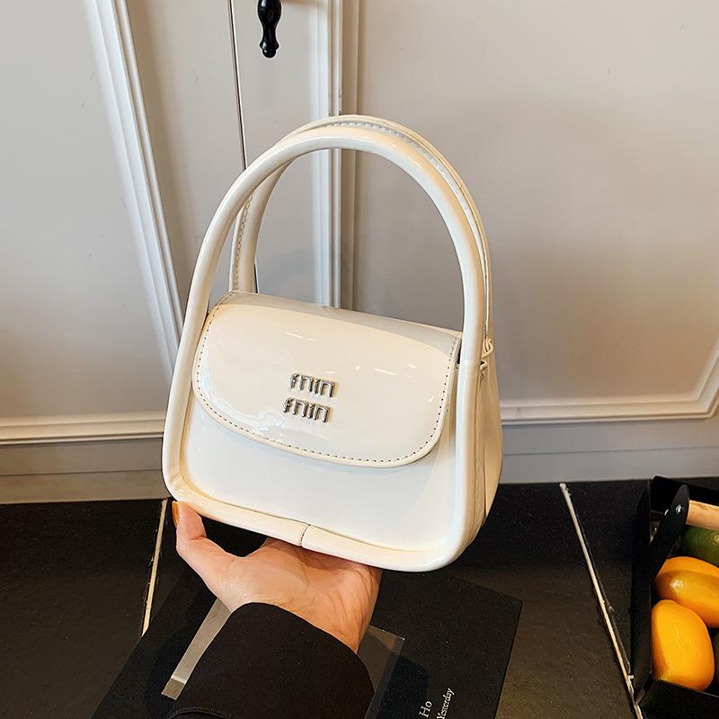 Niche design portable commuter bag women's 2025 new trendy fashion glossy small square bag shoulder messenger bag