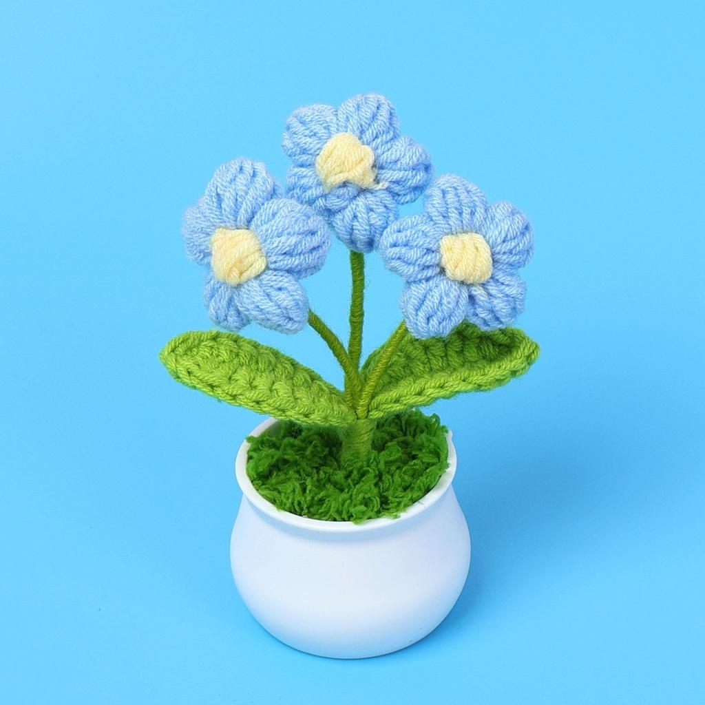 Hand-Knitted Wool Fake Flowers Set: Sunflower, Carnation, Tulip - Desktop Decor, Teacher/Student Gift, Everlasting Bouquet