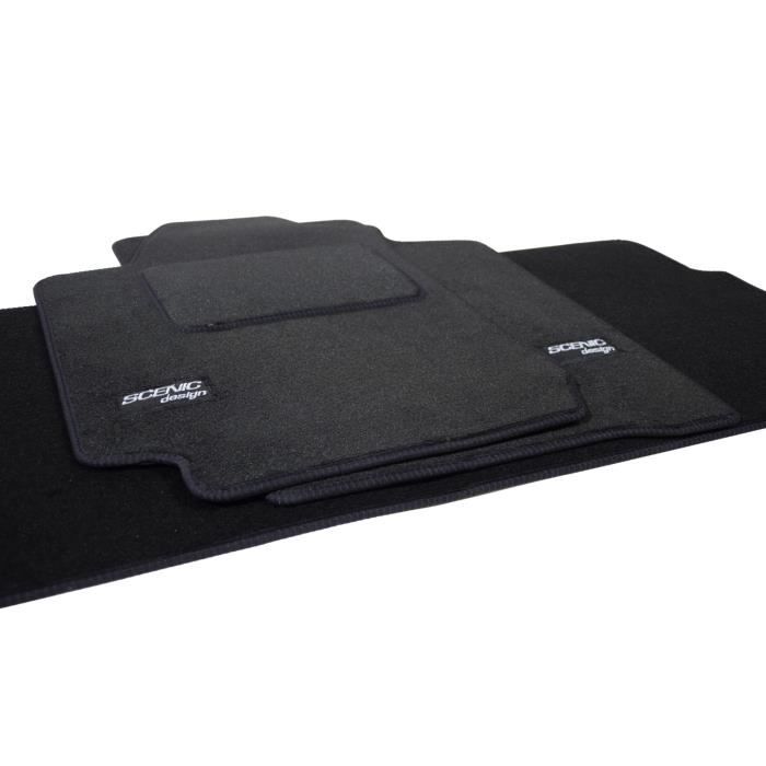 Tapis de sol - J&;J AUTOMOTIVE - Renault Scenic 1 - Velours noir - Sur mesure - Antidérapant
