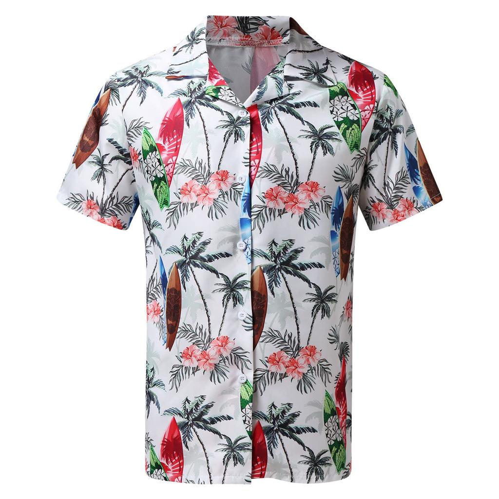 Loses, lässiges Hawaii-Knopf-Kurzarm-bedrucktes Strandhemd für Herren