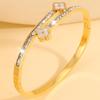Titanium Steel Bracelet, European and American Fashion Four-leaf Clover Open Bracelet, Women's Diamond-encrusted Hot-selling K Gold Non-fading 