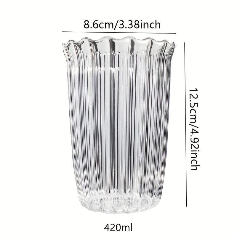Ins Glazen Beker Hittebestendige Tumbler Drinkgerei Transparante Thee Sap Melk Koffie Mok Huis Waterglazen Streep Mok 14.81oz 420ML