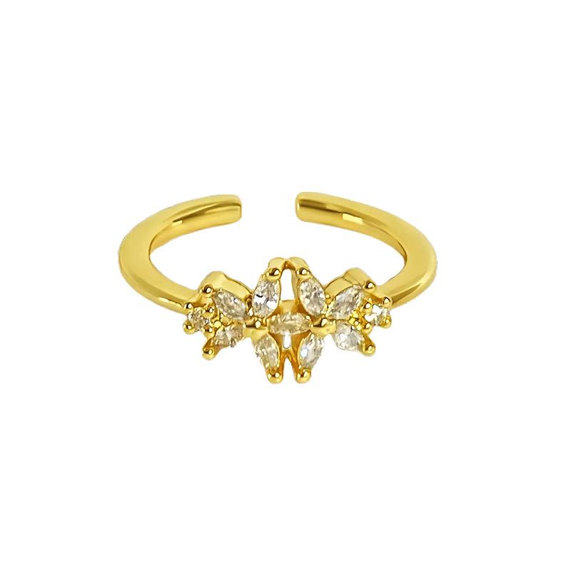 Gold Medieval Simple And Exquisite Light Luxury Zir*****Pen Ring Female Niche Design French High-End Ring