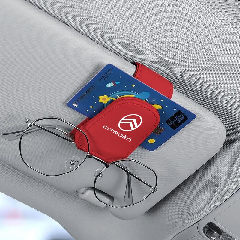 Car Glasses Clip Sun Visor Sunglasses Ticket Card Holder For Citroen C5X e-C4 X e-C3 C4 C3 C5 C-Elysee C-Crosser Berlingo C1 C6