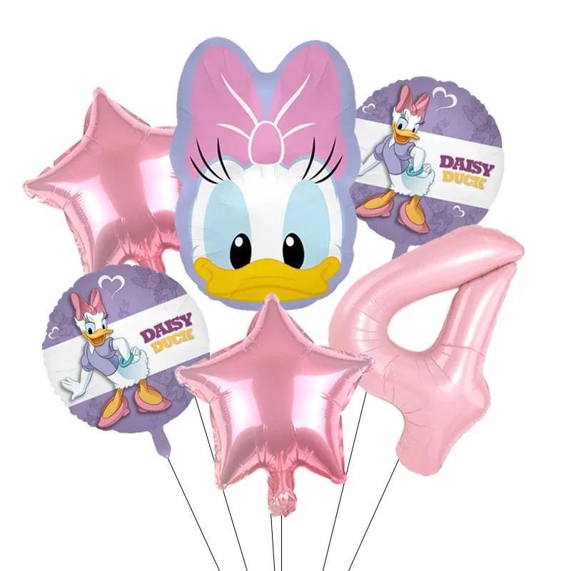 Cartoon Donald Number Duck Daisy Aluminum Film Balloon Set Spherical DIY Birthday Arrangement Party Decoration Balloons Kawaii