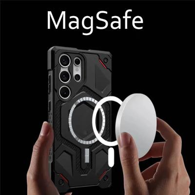 Carcasă Defender Armor Militară Rezistentă la Șocuri cu Model Fibra de Carbon pentru Samsung Galaxy S26 Ultra S25 Plus S24 S23 Rugged Armor Pentru Magsafe Husă Magnetică