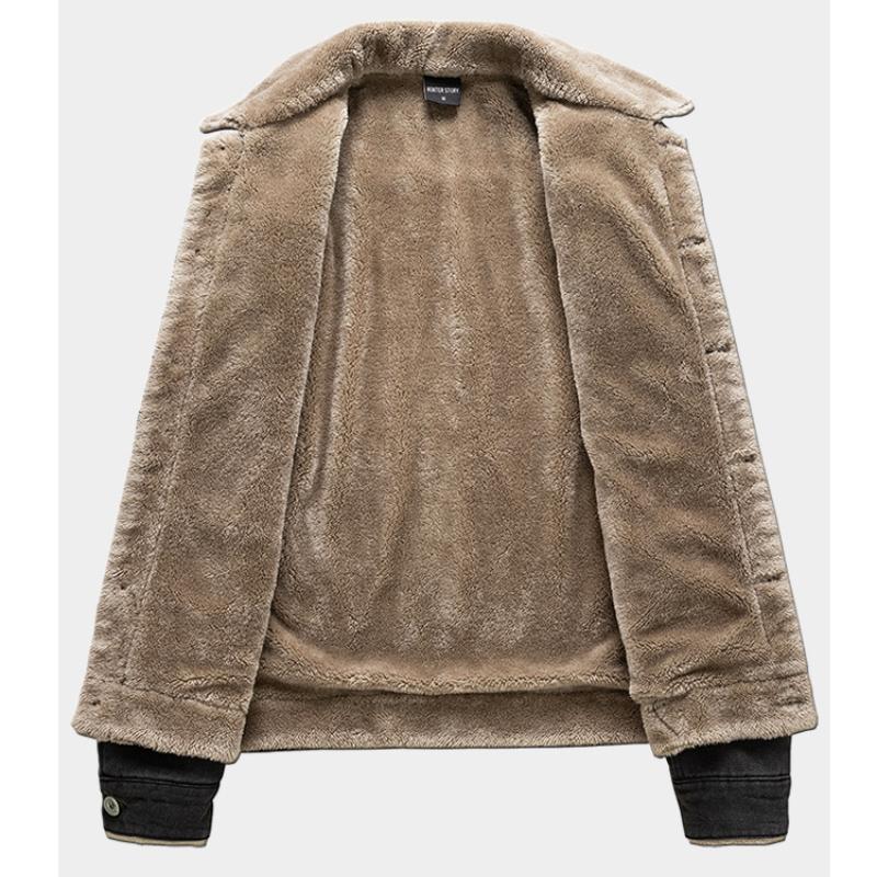 Herren Jeansjacke Herbst- und Winterjacke Plus Samt Lässig Herren Europäisch Schön Mode