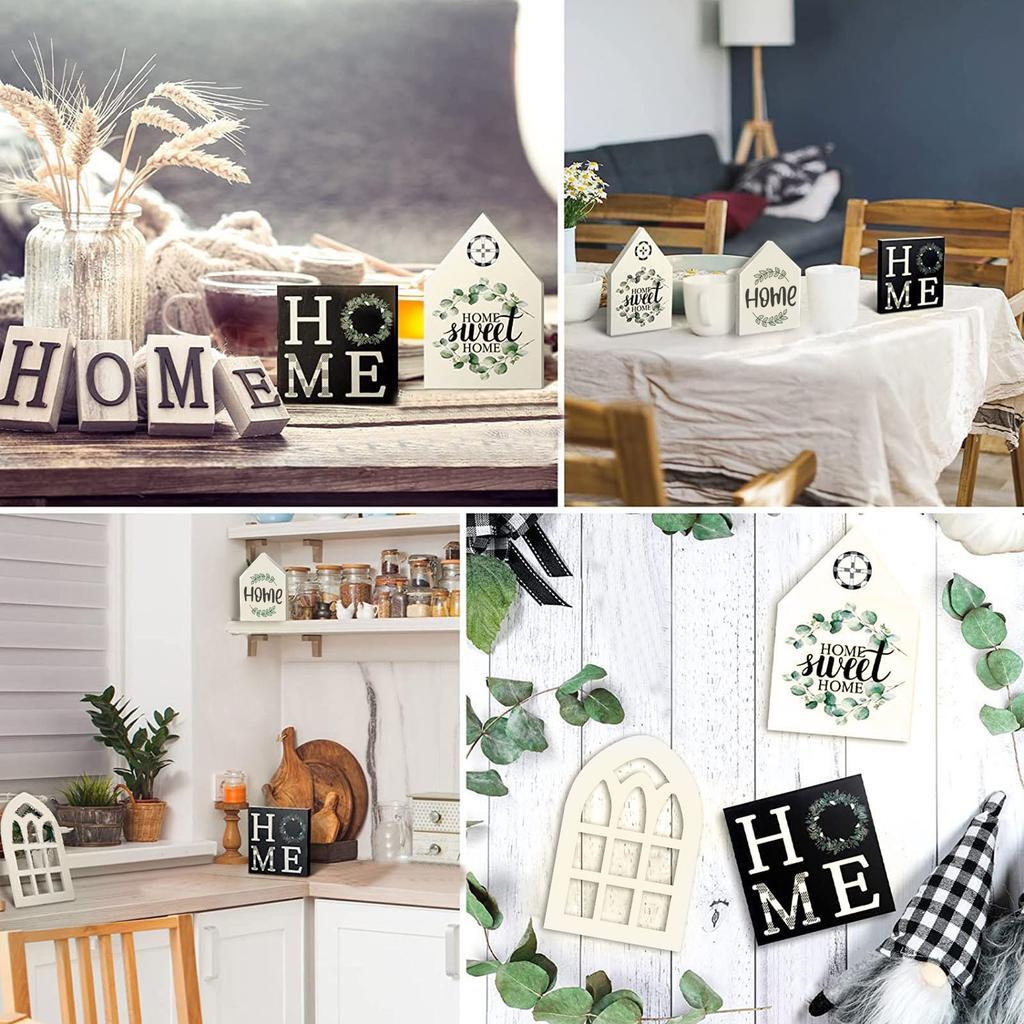 Trä Portioneringsbricka Dekorativa Prydnader Hem Bordsdekorationer 4ST