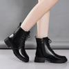 Spring and summer new Martin boots women's short boots flat bottom warm black retro thin border trade