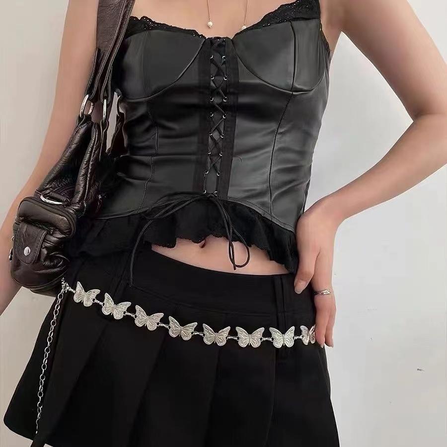 Fashion Butterfly Belt Waist Chain For Women Girl Silver Color Punk Metal Belly Belts Chain Body Chain Waistband Charm Jewelry